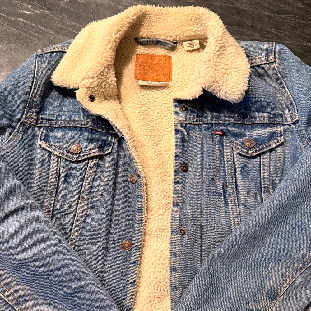 Levi's Cream Sherpa Lined Jacket